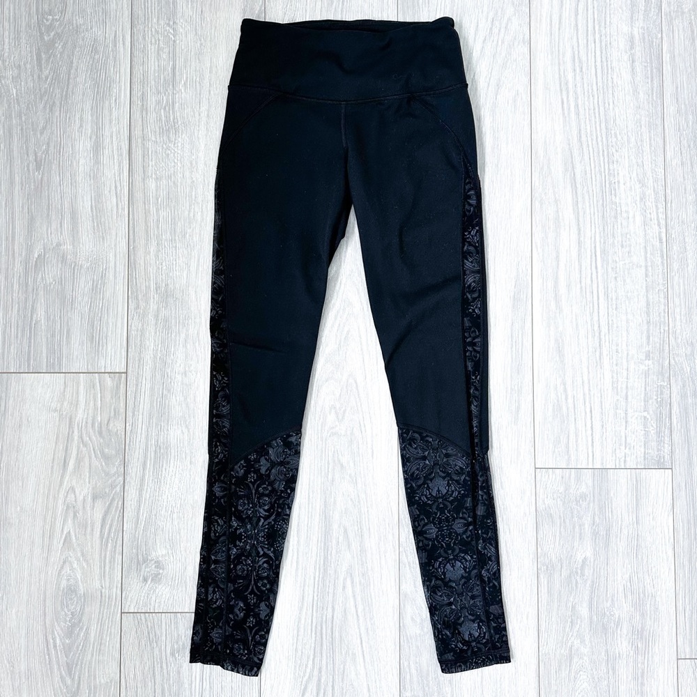Victoria’s Secret Black Floral Mesh Knockout Leggings